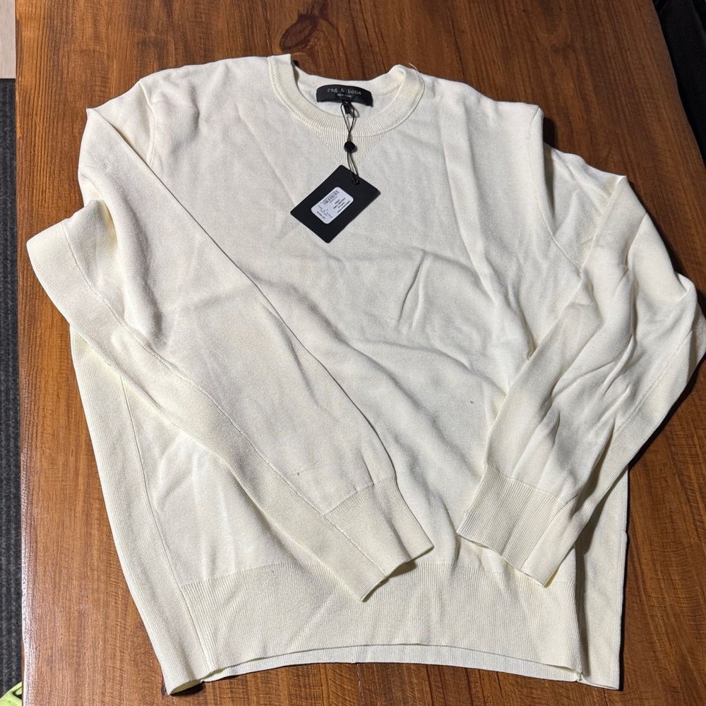 rag & bone Men's Cream Crewneck Sweater